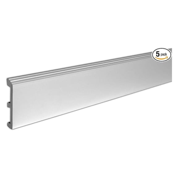 4-3/4 inch x 3/4 inch x 96 inch Baseboard Moulding, 5 Pack, Primed White
