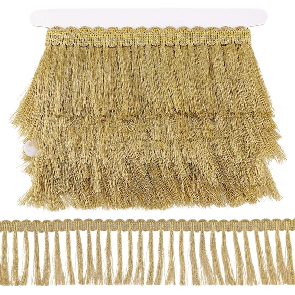 4.3~5 Yards Polyester Tassel Ribbon Pale Goldenrod 3 inch(75mm)