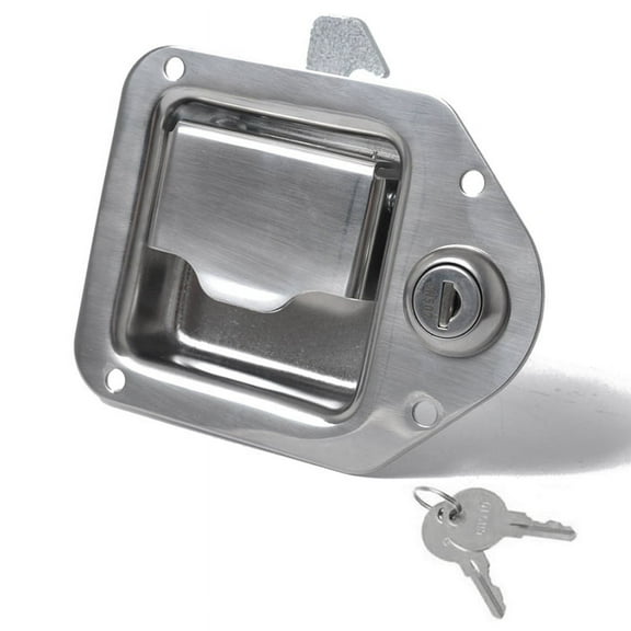 4-3/8in X 3-1/4in Trailer Toolbox Handle Latch with Paddle Lock, Stainless Steel