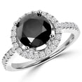 thumbnail image 1 of 4.3 CTW Round Black Diamond Halo Engagement Ring in 14K White Gold - Size 8, 1 of 1