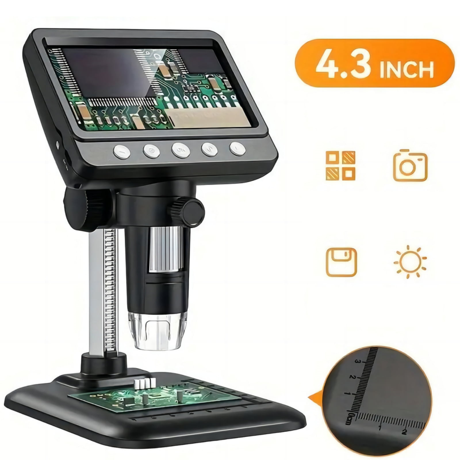 4.3" Coin Microscope 1000X, 1080p LCD Digital Microscope for Adults, Coin Magnifier, Windows MacOS Compatible, 32GB