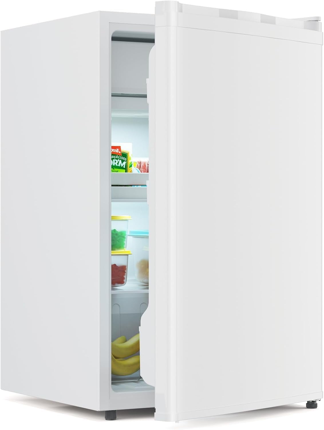 4.3 Cu.Ft Compact Refrigerator with Freezer, Single Door Mini Fridge with Adjustable Thermostat (7 Settings), Removable Shelf & Crisper Drawer, Energy Efficient & Quiet for Dorm, Office, Bedroom