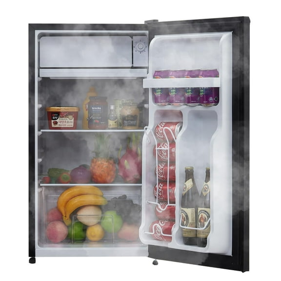 4.3 Cu.Ft. Mini Fridge, Compact Refrigerator with Adjustable Removable Shelves, Dual Zone, 7 Temperature Setting, Refrigerator and Cooler for Bedroom, Living Room, Bar, Dorm, Kitchen, Office