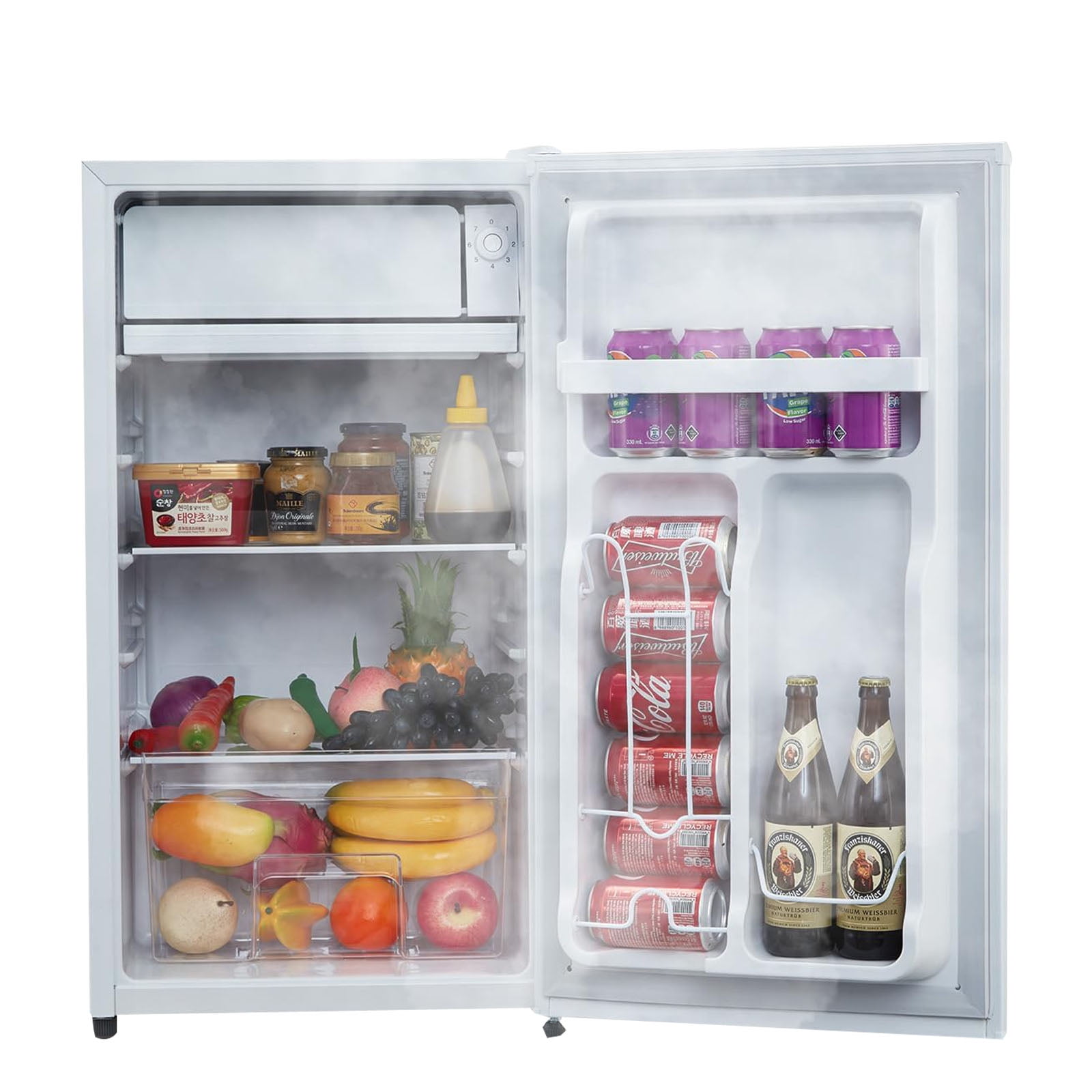 4.3 Cu.Ft. Mini Fridge, Compact Refrigerator with Adjustable Removable Shelves, Dual Zone, 7 Temperature Setting, Refrigerator and Cooler for Bedroom, Living Room, Bar, Dorm, Kitchen, Office