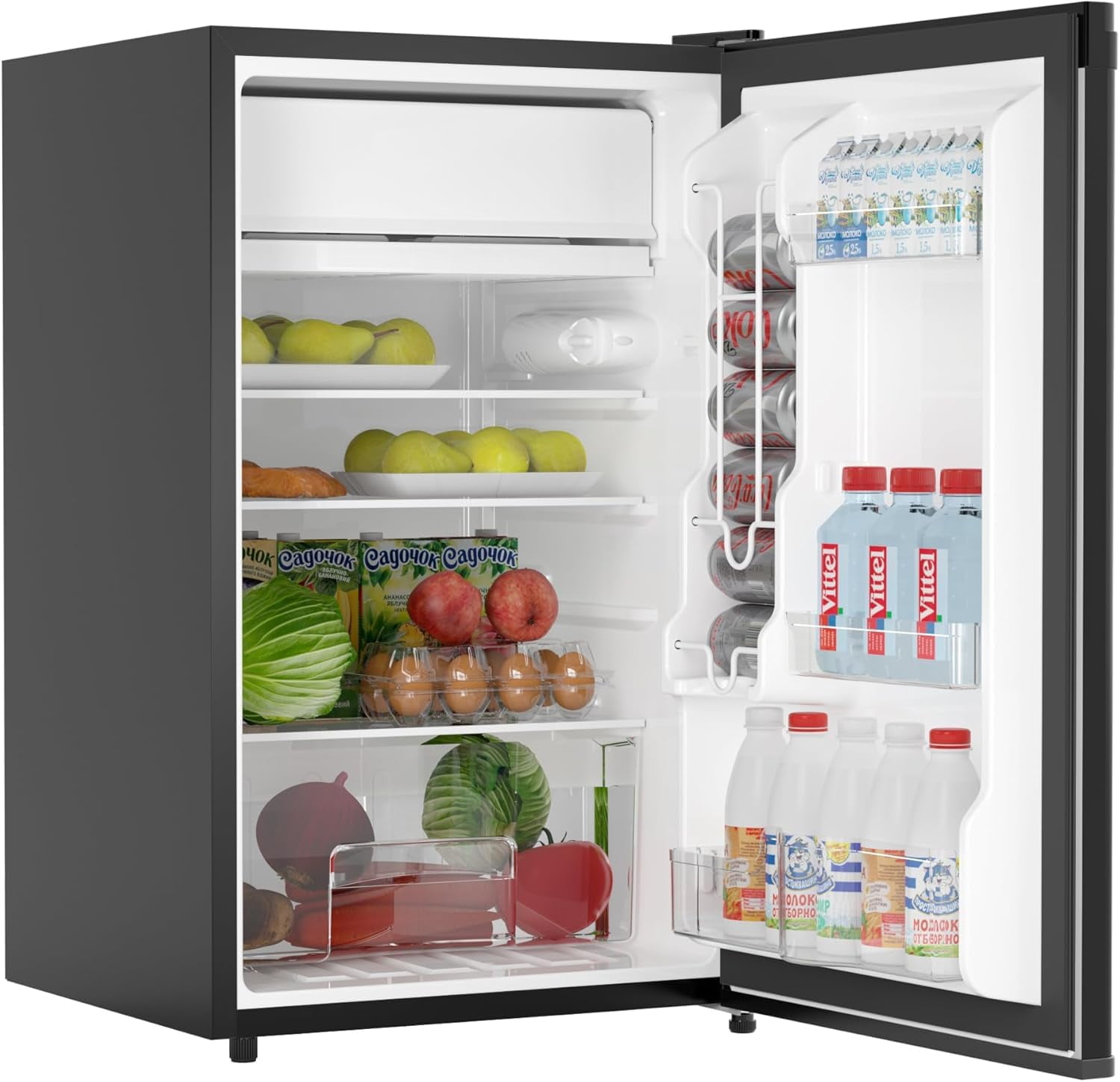 4.3 Cu.Ft Mini Fridge with Freezer, Compact Single Door Mini Refrigerator with 7-Setting Temperature Control, Removable Shelves & Crisper Drawer for Bedroom, Office, Dorm, RV
