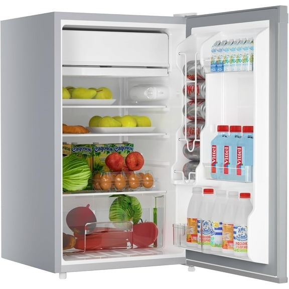 4.3 Cu.Ft Mini Fridge With Freezer - Single Door Compact Refrigerator, 7 Temperature Settings, Removable Glass Shelves & Crisper Drawer, Ultra-Quiet & Energy-Efficient