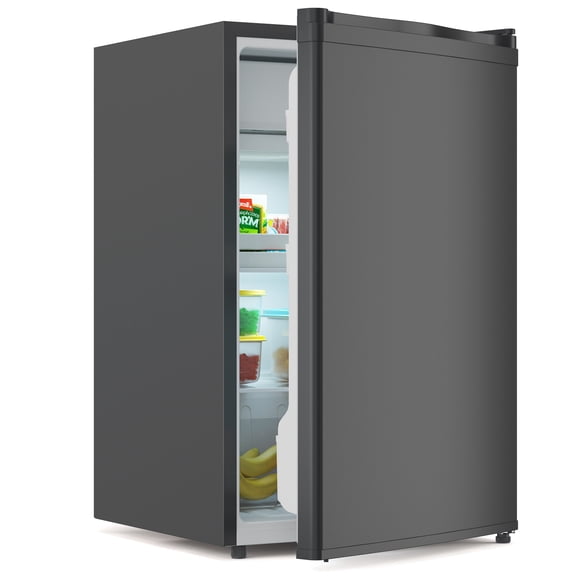 4.3 Cu.Ft Mini Fridge With Freezer, Single Door Compact Refrigerator With 7-Temperature Settings & Reversible Single Door for Dorm/Bedroom/Office, Grey