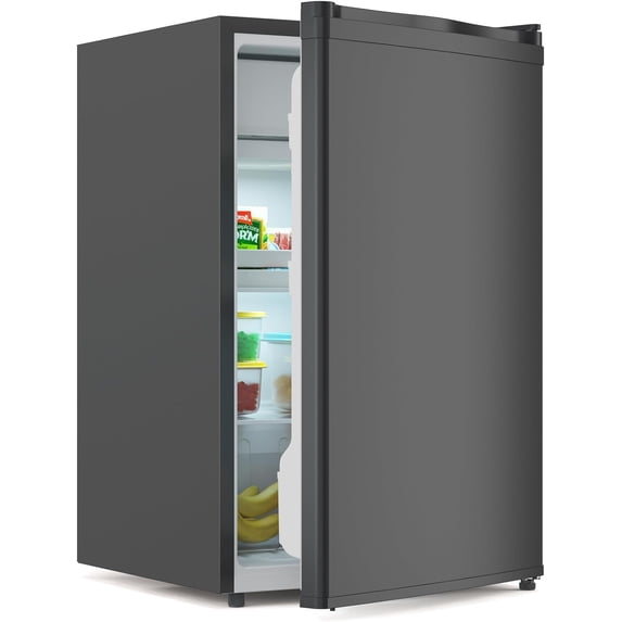 4.3 Cu.Ft Mini Fridge with Freezer, Single Door Mini Fridge, 7 Settings Temperature Adjustable, Mini Refrigerator for Apartment Bedroom, Office, Dorm(Black)