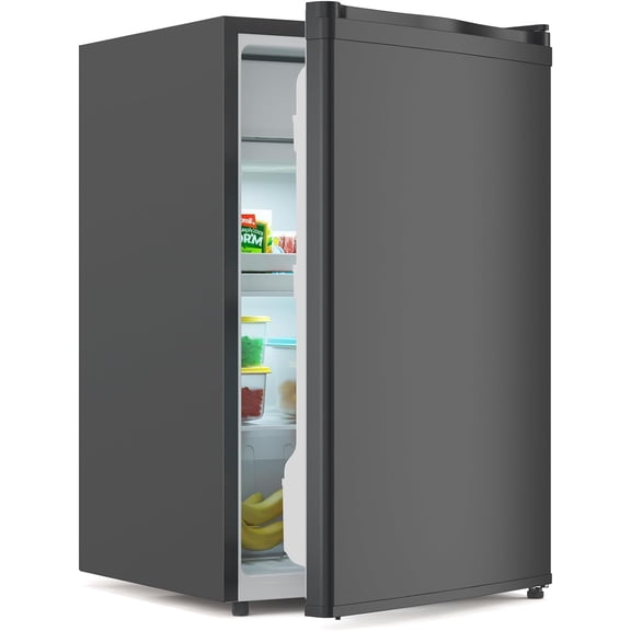 4.3 Cu.Ft Mini Fridge with Freezer, Single Door Mini Fridge, 7 Settings Temperature Adjustable, Mini Refrigerator for Apartment Bedroom, Office, Dorm, Black