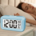 thumbnail image 1 of 4.3" Display Digital Alarm Clock Battery Backup, Snooze Calendar Brightness Loud Alarm Clock Heavy Sleepers, Kids, Adults, Portable Clock Birthday Present for Boys Girls, 1 of 4