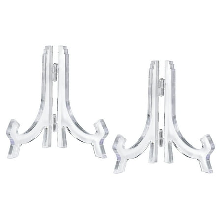 4.3" Easel Plate Holder, Plastic Folding Display Stand Clear for Decorative Picture Frame, 2 Pack