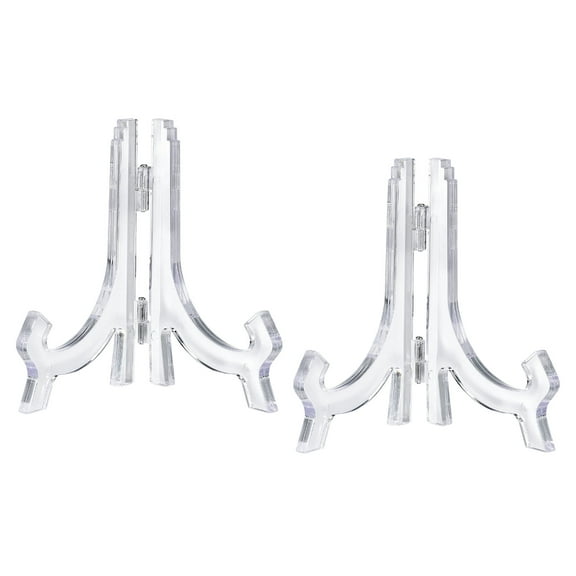 4.3" Easel Plate Holder, Plastic Folding Display Stand Clear for Decorative Picture Frame, 2 Pack