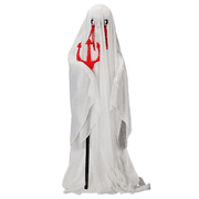 4.3 Ft Halloween Animatronic Ghost with Trident, Sound Activated with Green Lights & Spooky Sounds, Indoor Outdoor Decor for Yard, Lawn & Haunted House