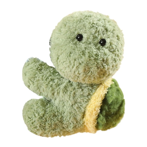 4.3 in Fuzzy Green Stuffed Turtle, All Ages Stuffed Animal, Safari All Ages Shower decorations, Shelf Accent, Newborn Room Display, Light Green Shell, 1 Pc