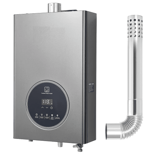 4.3 Gal Compact Indoor Gas Tankless Water Heater With Safety Protections Silver Gray JSQ30-B