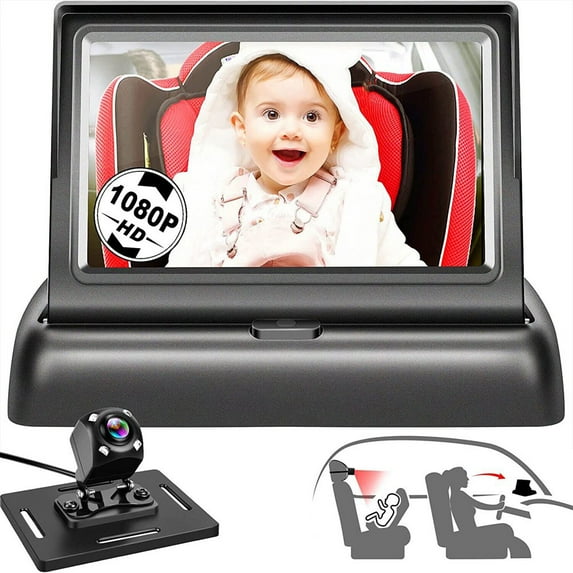 4.3" HD Screen Rear Mirror Camera Car Back Seat Baby Monitor Night Vision w/Belt