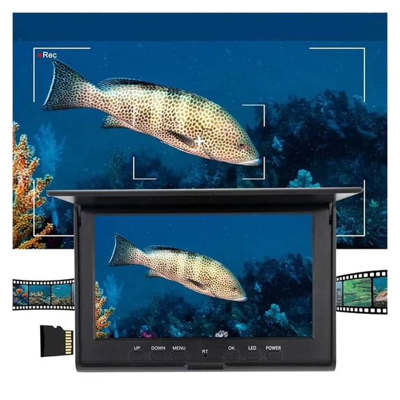 4.3 Inch 15M Cable Portable Underwater Fish Finder Fishing Camera Fixed on Rod 720P Monitor ,Clear Depth Display