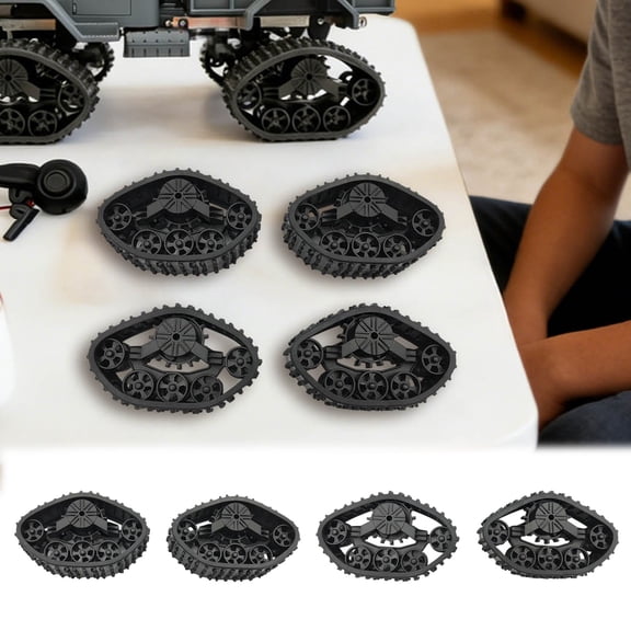 4.3-Inch All-Terrain RC Track Wheel Set (4pcs) – Durable Rubber-Enhanced Crawler Tires for Remote Control Cars