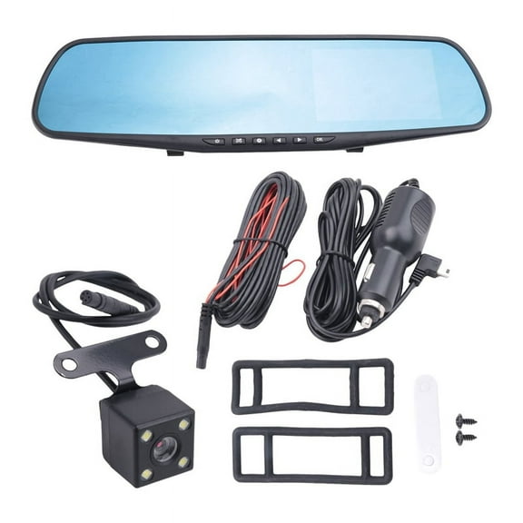 4.3 Inch Car DVR Rearview Mirror Driving Video Recorder Dual Lens Dash Camera 1080P IPS Front and Rear Camera Dash Cam