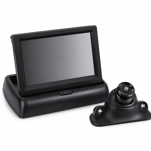 4.3-Inch Foldable Car Monitor and LED Night Vision Rear View Camera Backup System, Dashboard Color Display Screen with Waterproof Side Mirror Reverse Camera for Vehicles, Sedans and SUVs