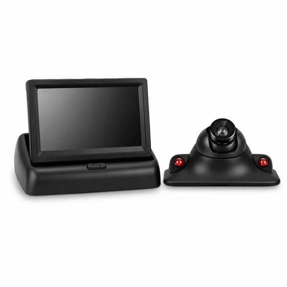 4.3-Inch Foldable Car Monitor and LED Night Vision Rear View Camera Backup System, Dashboard Color Display Screen with Waterproof Side Mirror Reverse Camera for Vehicles, Sedans and SUVs