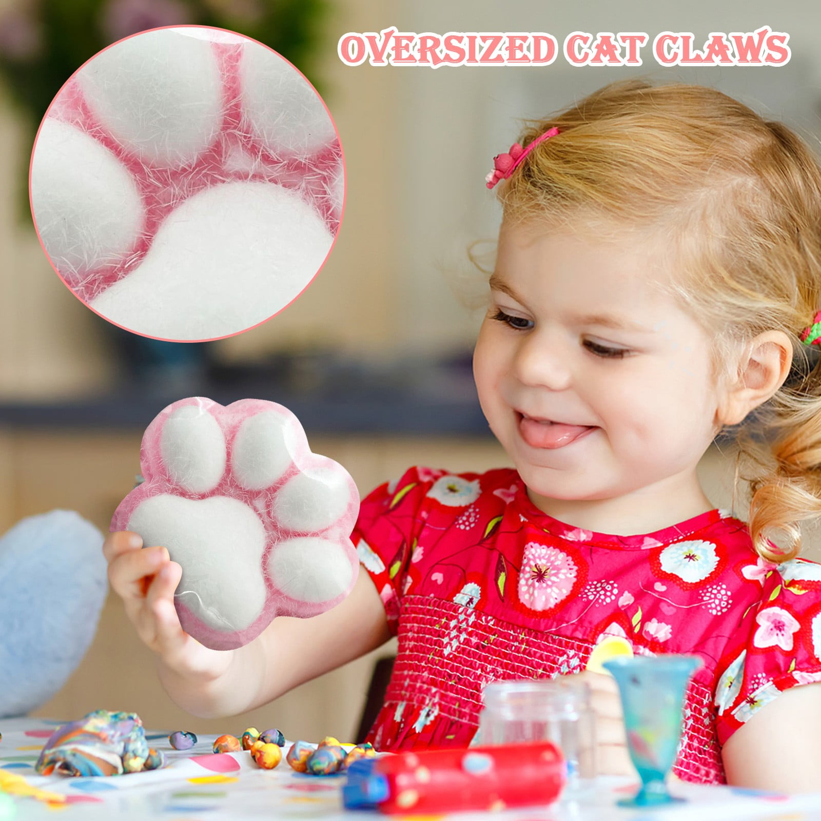 4x Katzenpfoten Squishy Mit LED - Leuchtende Anti-Stress-Spielzeuge Für Kinder & Erwachsene