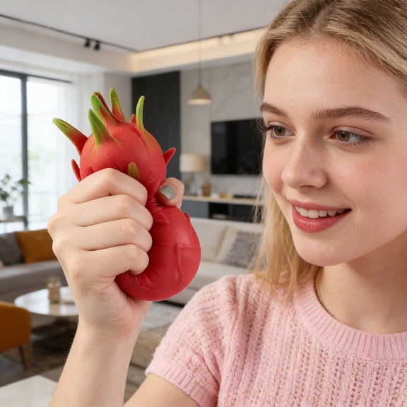 4.3 Inch Jumbo Dragon Fruit Squishy, Giant Smush Mart Realistic Fruit Stress Reliever for Adults, Slow Rising Soft Sensory Fidget for Adults Teens, Birthday Gift Idea