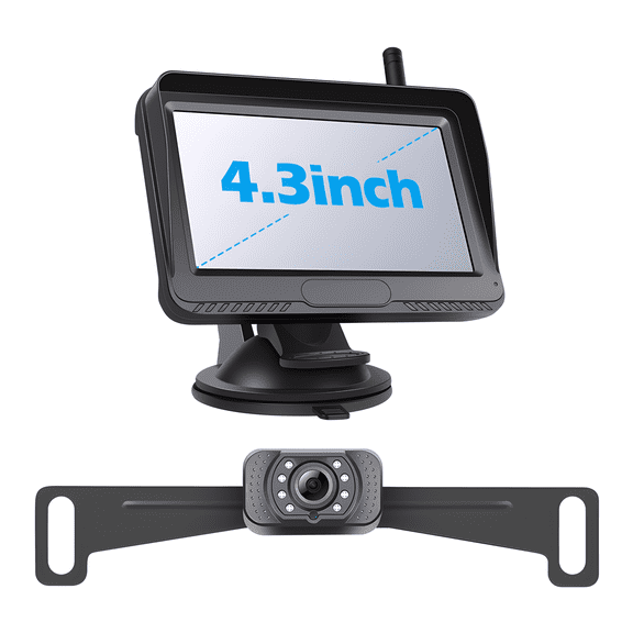 4.3 Inch License Plate Wireless Backup Camera Kit |120Wide,IR Night Vision,Digital Anti-interference,Easy No-drill Install,Multi-Vehicle Compatible