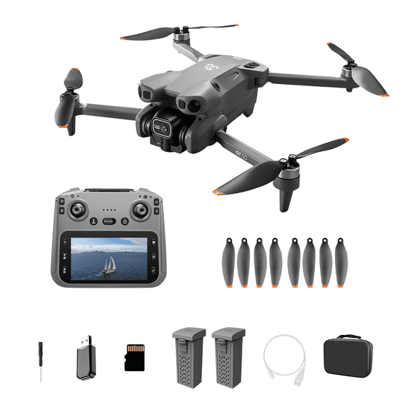 4.3 Inch Screen Drone with 720P Camera, GPS Foldable Quadcopter with Brushless Motor, 720P HD FPV RC Drone, Long Flight Time, One Key Takeoff, Headless Mode, Auto Return Home, Portable Mini Drone for