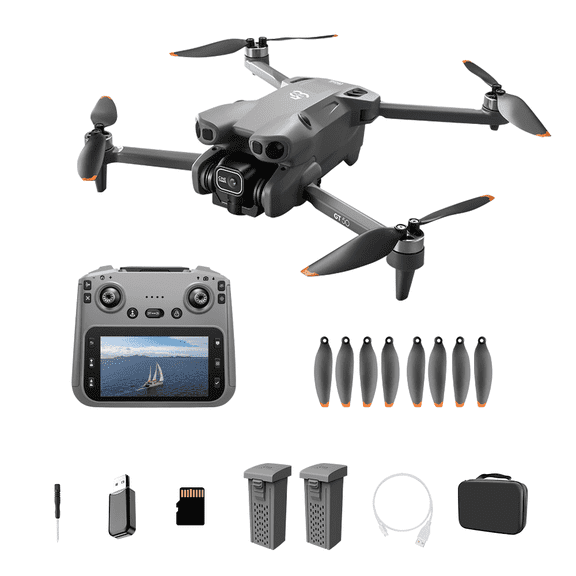 4.3 Inch Screen Drone with 720P Camera, GPS Foldable Quadcopter with Brushless Motor, 720P HD FPV RC Drone, Long Flight Time, One Key Takeoff, Headless Mode, Auto Return Home, Portable Mini Drone for