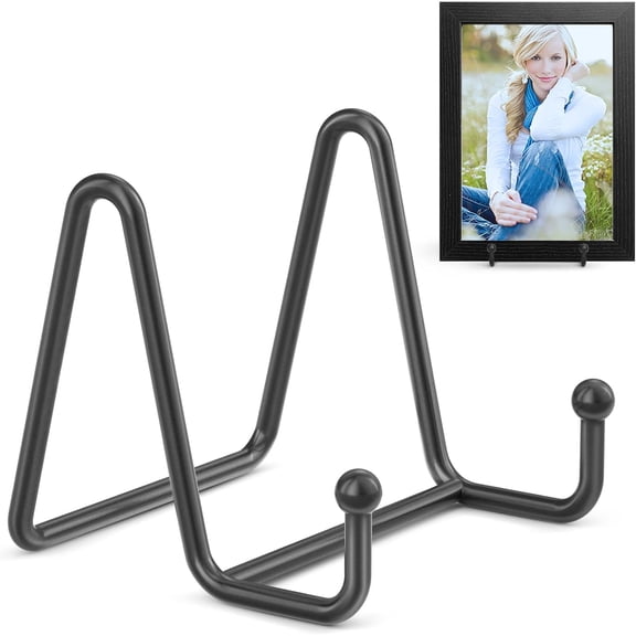 4  3 Inch Small Display Stands - Plate Holder Stand for Picture Frame, Book, Photo Easel (Black)