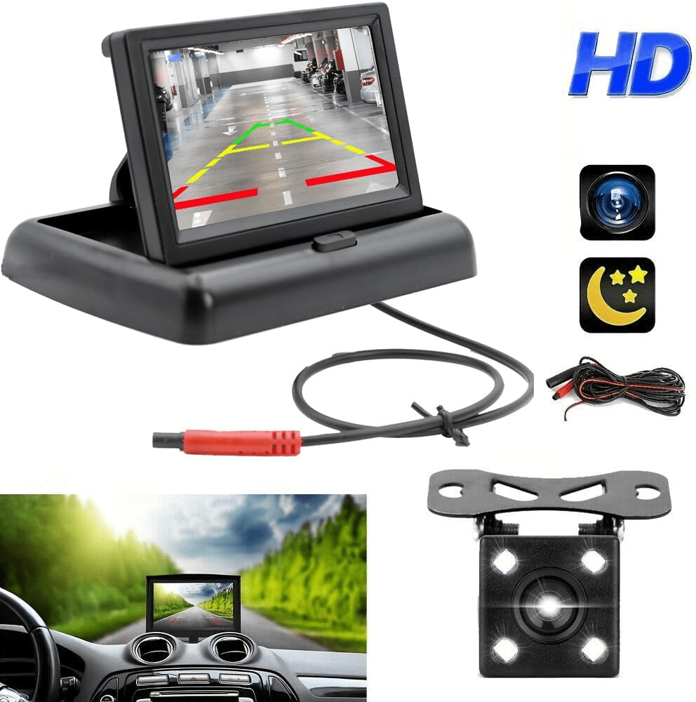 Car 4.3LCD Rear View Mirror Monitor 4 LED Night Reverse Backup Parking Camera | UK