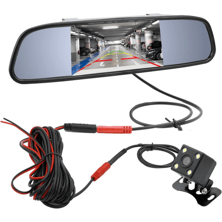 4.3 Inch TFT LCD Car Mirror Monito Rear View Reverse Backup Car LED Camera for Cars,Trucks,Pickups,Suvs,RV,Bus Vehicle Video Parking System Easy Install
