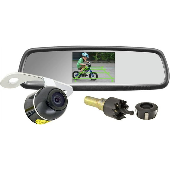 High Kick Digital 4.3" Rearview Security System (Rear View Mirror with Built-in Display and Color Camera) HK-4318