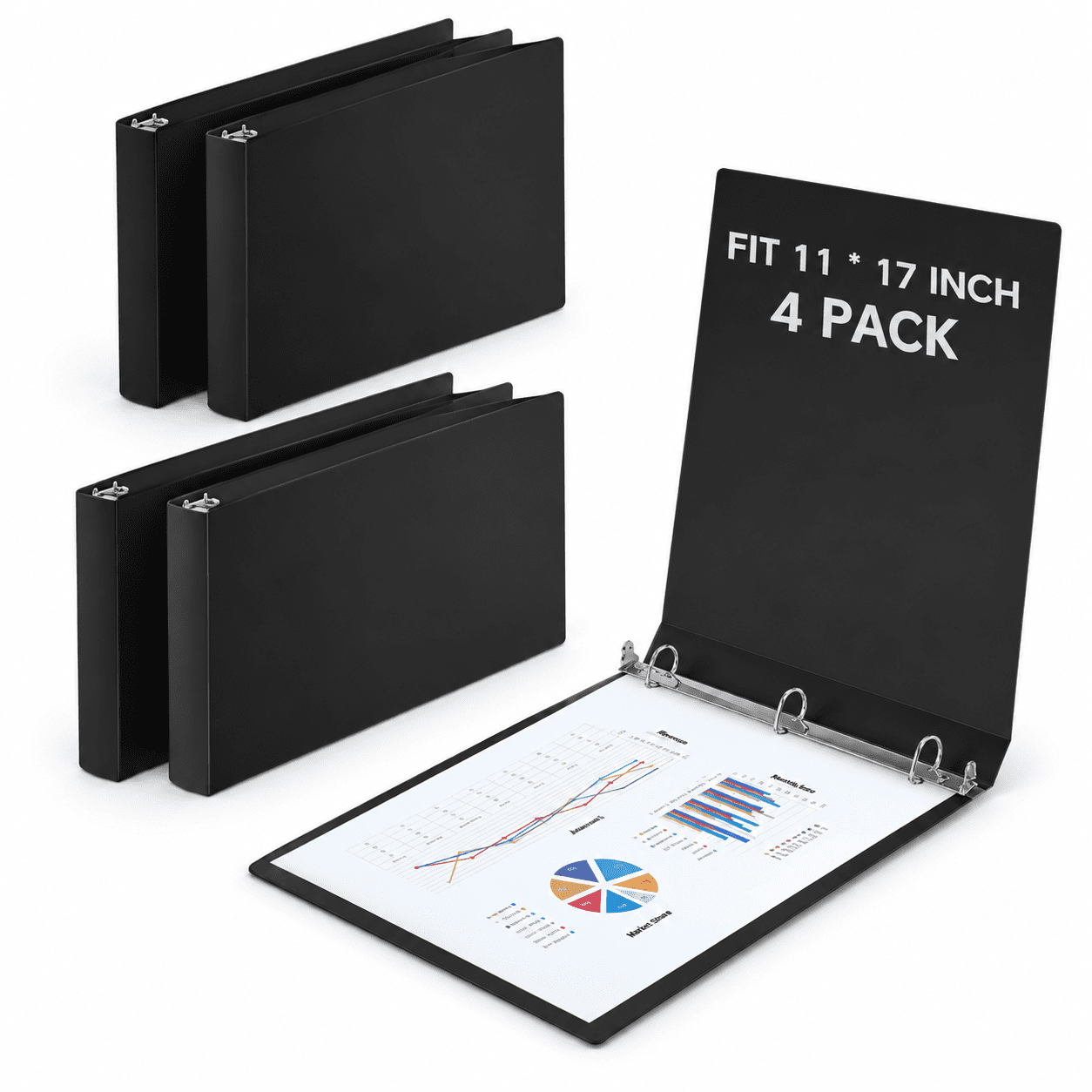 4 3 Ring 11 X 17 Inch Landscape Binders 2 Black - Walmart.com