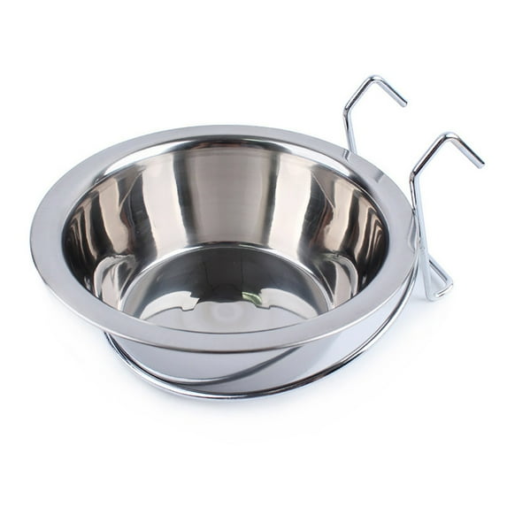 4.3" Stainless Steel Hanging Pet Bowls - Dual Food & Water Feeder for Bird Cages, Dog Crates & Small Pets - Non-Spill Design for Parrots, Cats, Rabbits & Small Dogs