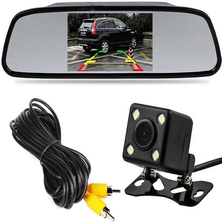 4.3" TFT LCD Car Rear View Mirror Monitor Kit + Waterproof 4LED Backup Reverse Reversing Camera 170 for Car/Vehicle