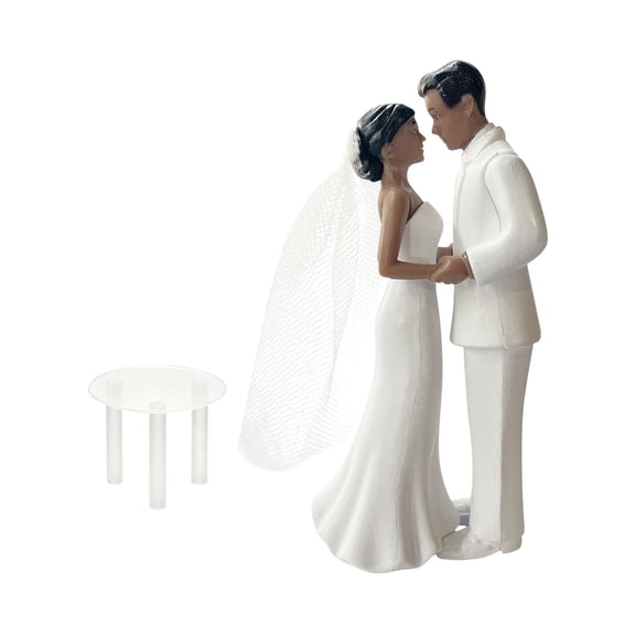 4.3" Wedding Bride and Groom Cake Topper, Vintage Elegant Wedding Cake Topper Couple Figurine for Engagement, Romantic Funny Couple Statue Anniversary Bridal Shower Party, 1 Pack,White
