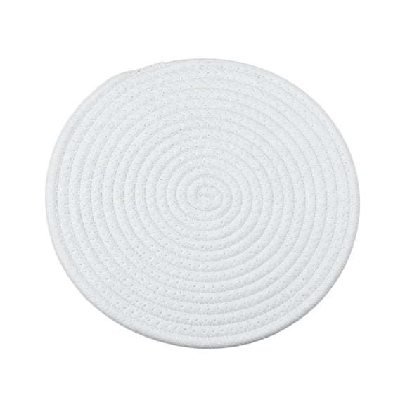 4.3" White Round Cotton Woven Trivet, Vibrant Colorful Coaster, Heat Resistant Braided Mat for Kitchen, Coffee Bar & Home Styling