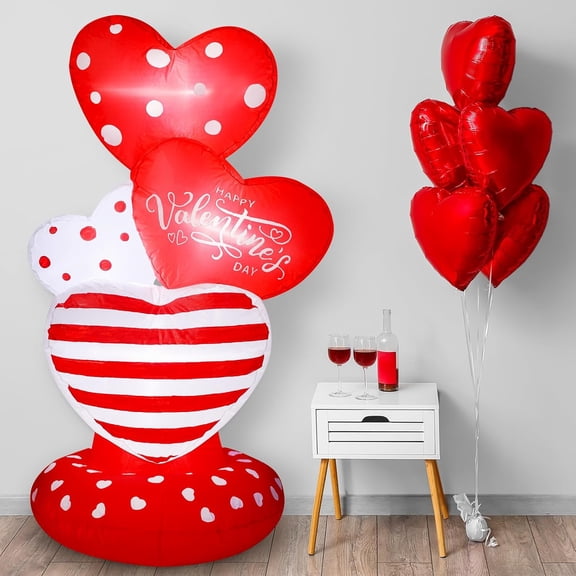 4.3 ft Valentines Day Inflatable with Love Heart Outdoor Holiday Yard Decorations with LED Lights Valentine Decorations Outdoor for Home Wedding Romantic Anniversary Party Garden Lawn Patio
