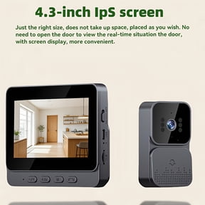 4.3-inch 1080P video doorbell, 170 wide angle, night vision and two-way audio. No WiFi or App needed, dual power supply for home video intercom.