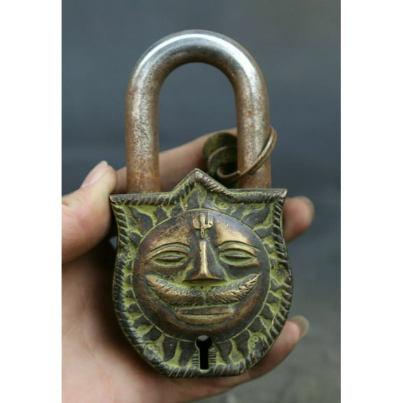 4.3 inch Collection Bronze Beast Head Vintage Anti-theft Lock Door Padlock -