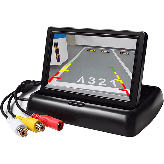 4.3 inch Foldable TFT LCD Backup Camera Monitor Screen only Rear View Reverse Display Screen, V1/V2 Two Video Input, 12V/24V Vehicle Backup Camera Display for Car Backup Van Truck