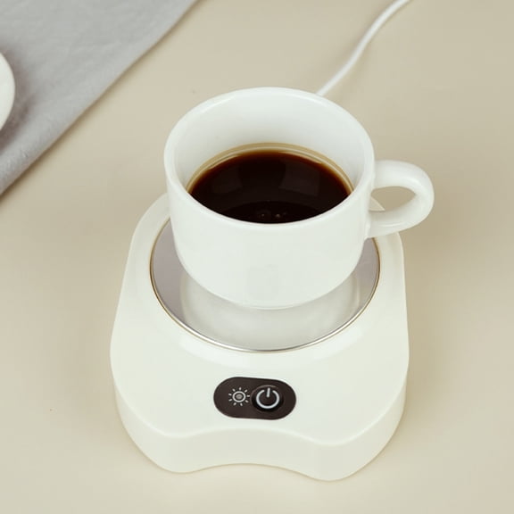 4.3 x 5.3in Automatic Intelligent Constant Temperature Heating Cup Coaster, Sturdy, Durables, Beverage Insulation and Heating Coaster, Gifts for Relatives and Friend(White)