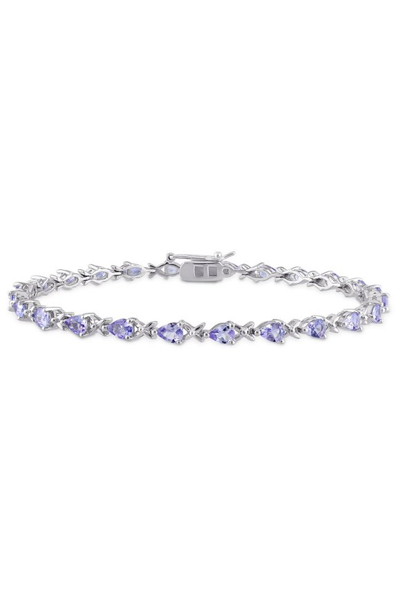 4.30 Carat (Ctw) Tanzanite X-Link Bracelet in Sterling Silver