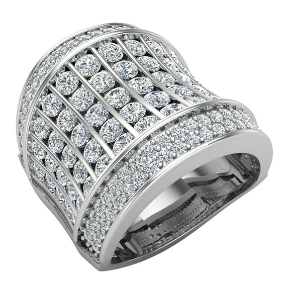 4.32 CT Crossover Diamond Dome Ring 18K White Gold ( G , SI )