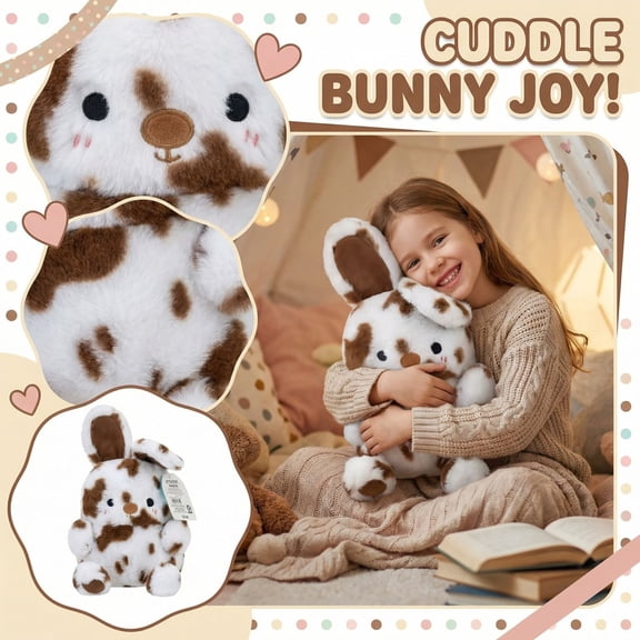 4.33" Decorative Exotic Spotted Bunny Easter Rabbit Stuffed Animals, Sophisticated Spring Tabletop Accent & Boutique Home Keepsake, Spotted White