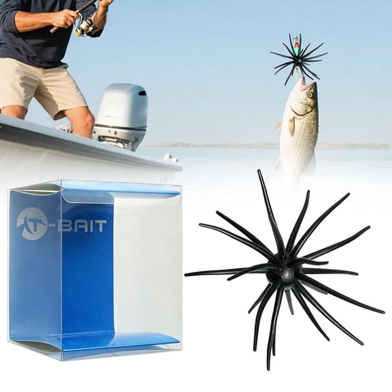 4.33 Inch Floating Sea Urchin Soft Creature Lure, TPE Soft Plastic Bait for Bass Fishing, Finesse Bait Compatible with Drop Shot Rig, Ned Rig, Texas Rig for Freshwater & Saltwater Angling(E)