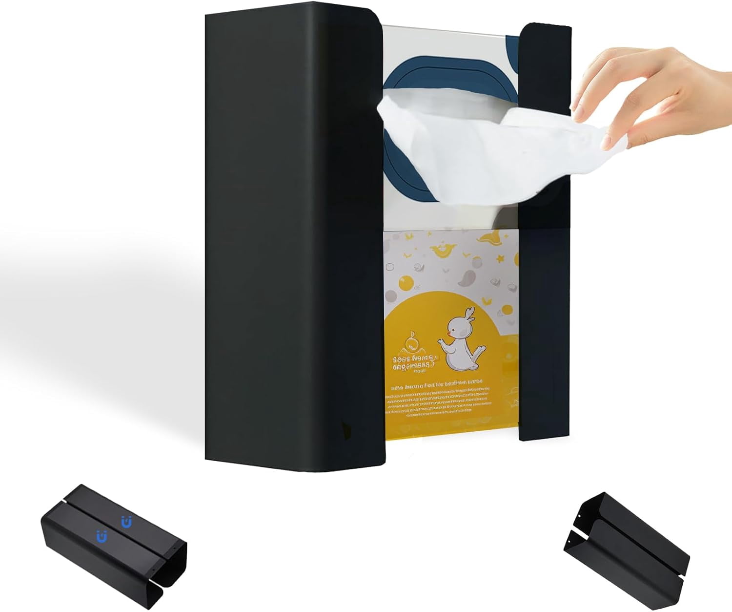 4.33 Inch Wide Magnetic Paper Towel Holder for Fridge,Magnetic Dryer Sheet Holder,Glove Box Holder for Kitchen,Black