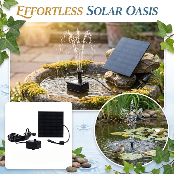 4.33" Square Solar Powered Mini Fountain Water Pump, Self-Sustaining Floating Pool Fountain for Outdoor Garden Pond Lawn Landscape Decoration Black